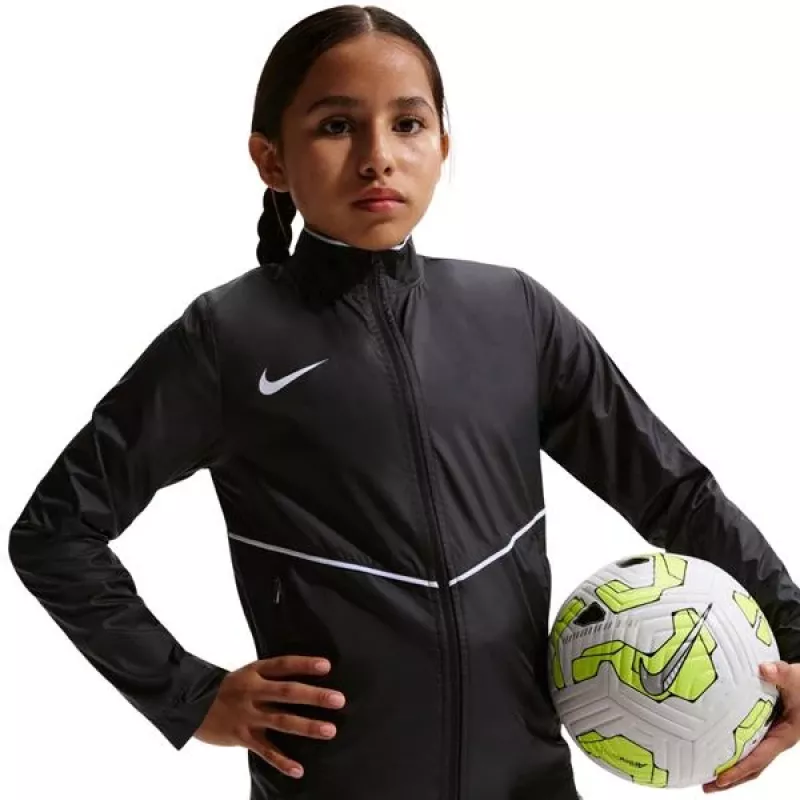 Nike Park 26 Rain vaikiška vandeniui atspari striukė su gobtuvu ir pilnu užtrauktuku - juoda, L dydis