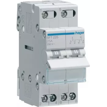 Hager SFT225 Modulinis perjungiklis I-0-II, 2P, 25A, 230V AC, DIN bėgelis