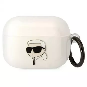 Karl Lagerfeld AirPods Pro dėklas permatomas su Karlo galvos siluetu