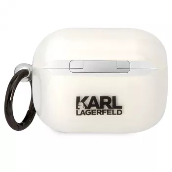 Karl Lagerfeld AirPods Pro dėklas permatomas su Karlo galvos siluetu