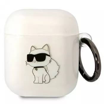 Karl Lagerfeld KLA2HNCHTCT AirPods 1/2 dėklas permatomas Ikonik Choupette