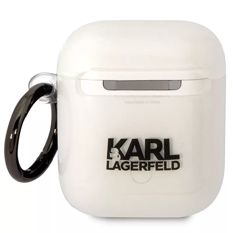 Karl Lagerfeld KLA2HNCHTCT AirPods 1/2 dėklas permatomas Ikonik Choupette