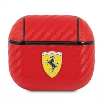 Ferrari FESA3CARE On Track AirPods 3 dėklas raudonas PU anglis