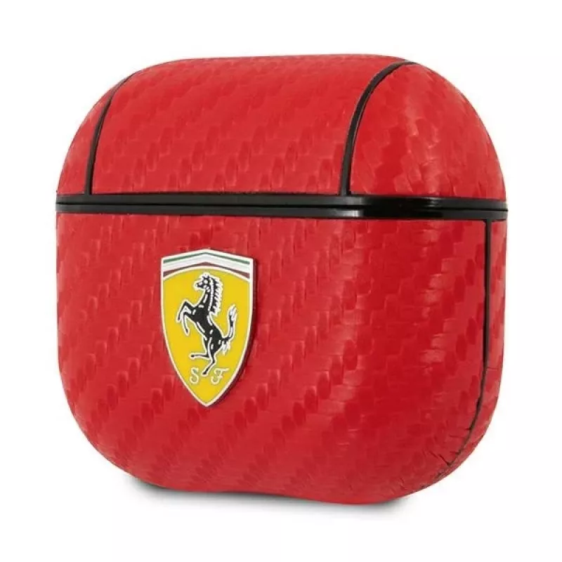 Ferrari FESA3CARE On Track AirPods 3 dėklas raudonas PU anglis