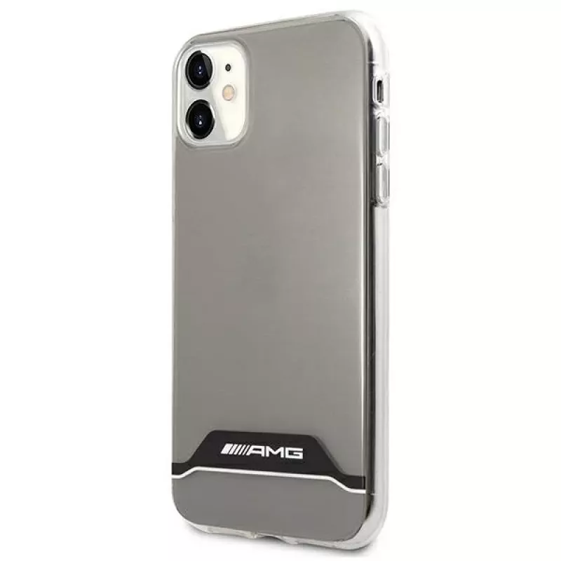 AMG AMHCN61TCBW kietas dėklas, skirtas iPhone 11 / XR 6,1 colio – permatomas su elektroplakiruotu juodos ir baltos spalvos rėmeliu