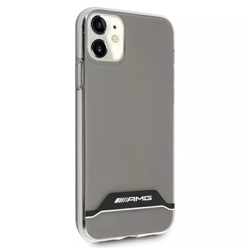 AMG AMHCN61TCBW kietas dėklas, skirtas iPhone 11 / XR 6,1 colio – permatomas su elektroplakiruotu juodos ir baltos spalvos rėmeliu