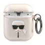 Karl Lagerfeld KLA2UKHGD AirPods 1/2 dėklas auksinis su blizgučiais Karl Head