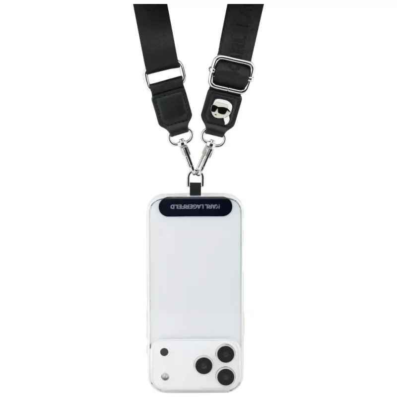 Karl Lagerfeld Universal Strap Tether Patch Karl Metal Logo juoda