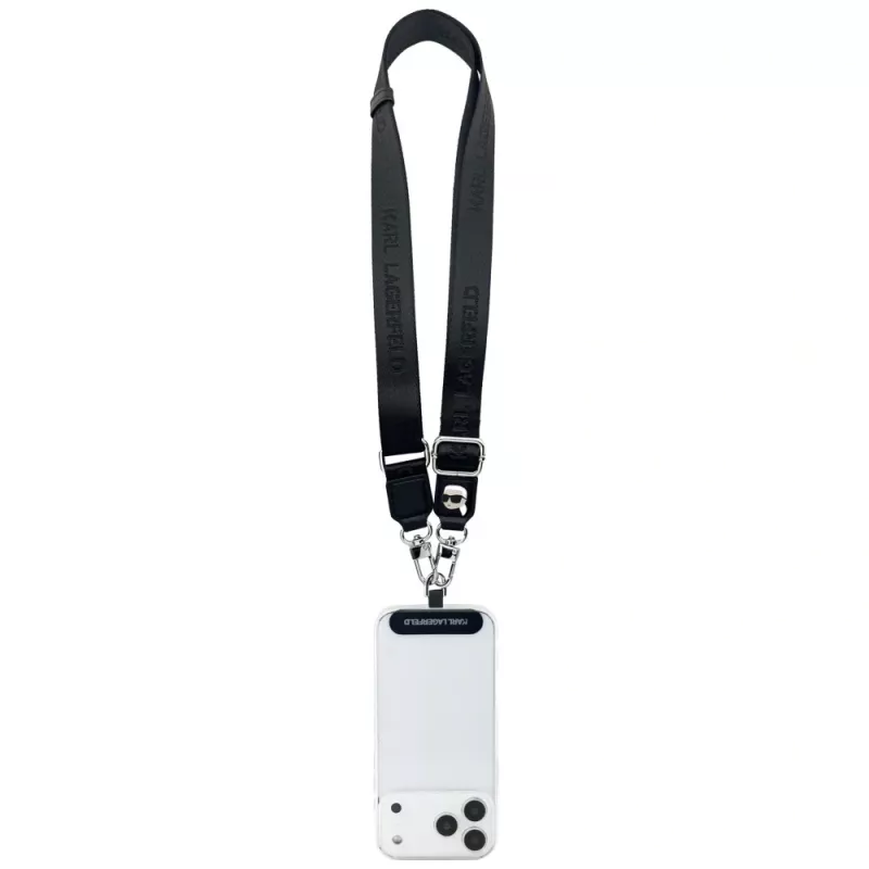 Karl Lagerfeld Universal Strap Tether Patch Karl Metal Logo juoda