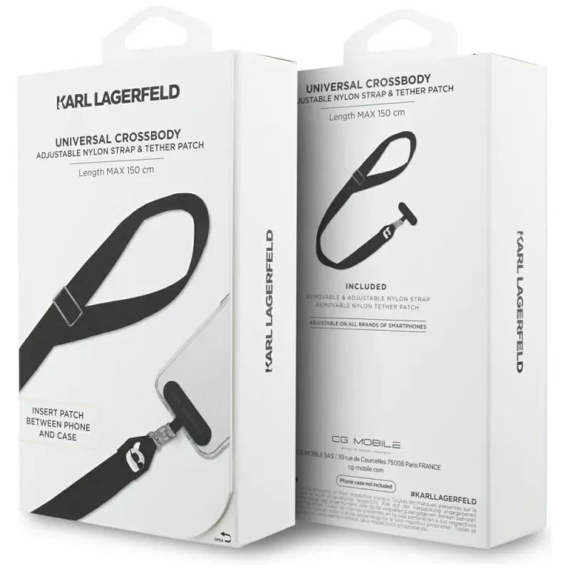 Karl Lagerfeld Universal Strap Tether Patch Karl Metal Logo juoda