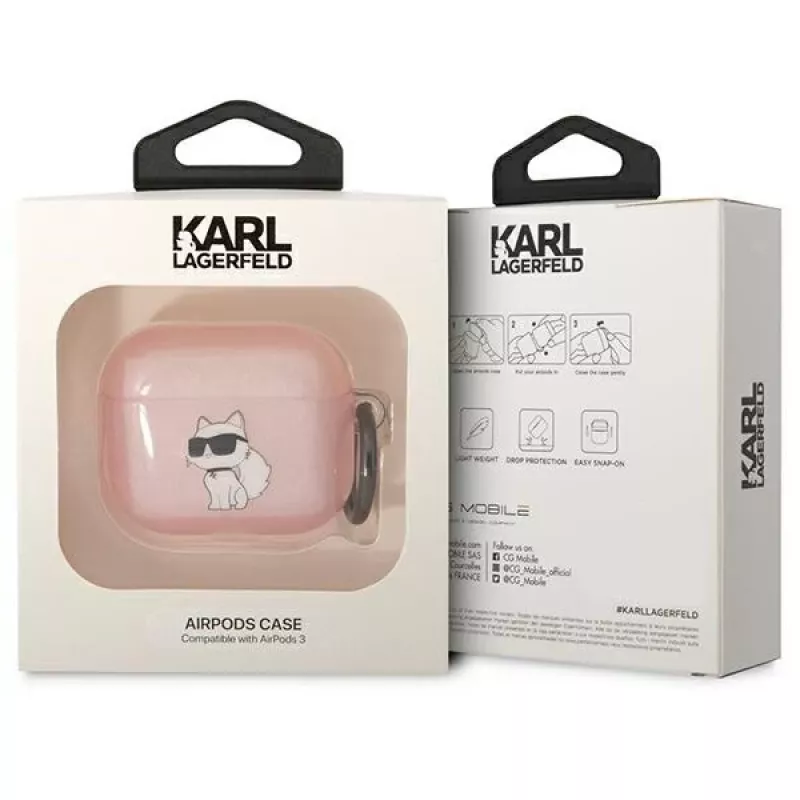 Karl Lagerfeld KLA3HNCHTCP AirPods 3 dėklas rožinis Ikonik Choupette