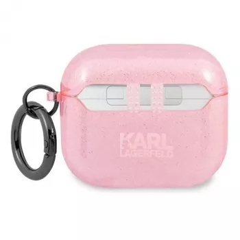Karl Lagerfeld KLA3UKHGP „Glitter Karl's Head“ AirPods 3 dėklas – rožinis