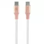 GUESS GUCCLALRGDP USB-C į USB-C greito įkrovimo laidas 1,5 m rožinis su reljefiniu logotipu