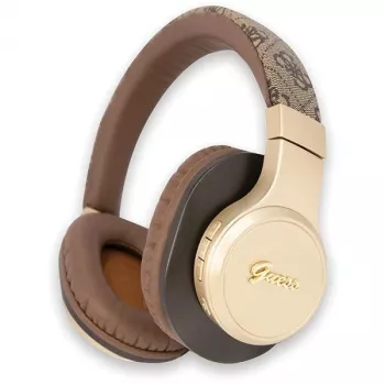 GUESS 4G Script Metal Logo belaidės ausinės ant ausų, Bluetooth 5.3, ruda