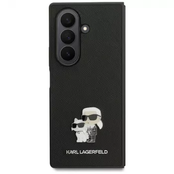 Karl Lagerfeld Saffiano Karl & Choupette Pin dėklas, skirtas Samsung Galaxy Z Fold7 – juodas