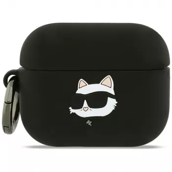 Karl Lagerfeld Silikoninis Choupette galvos 3D dėklas, skirtas AirPods Pro 3 - juodas
