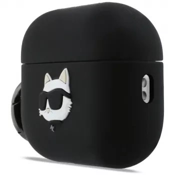 Karl Lagerfeld Silikoninis Choupette galvos 3D dėklas, skirtas AirPods Pro 3 - juodas