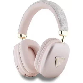 GUESS PU odos 4G trikampio logotipo Bluetooth stereo ausinės, rožinės spalvos