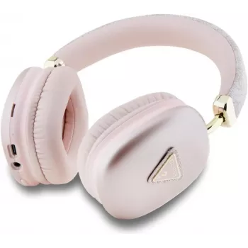 GUESS PU odos 4G trikampio logotipo Bluetooth stereo ausinės, rožinės spalvos