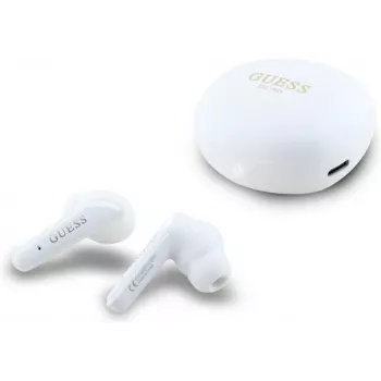 GUESS Flat Classic Logo Electroplated belaidės ausinės (True Wireless), baltos