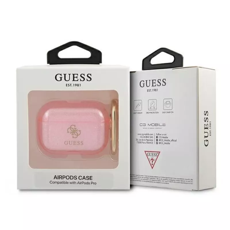 Guess GUAPUCG4GP AirPods Pro dangtelis Pink Glitter kolekcija