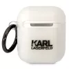 Karl Lagerfeld KLA2HNIKTCT permatomas AirPods 1/2 dėklas su Karl's Head dizainu