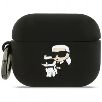 Karl Lagerfeld Silicone Karl & Choupette Head 3D dėklas, skirtas AirPods Pro (juodas)