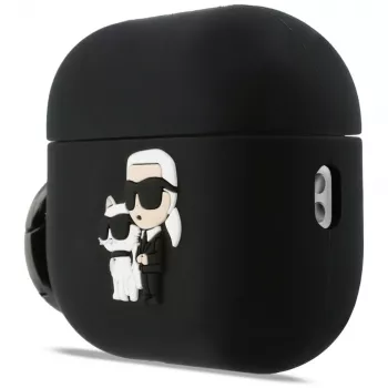 Karl Lagerfeld Silicone Karl & Choupette Head 3D dėklas, skirtas AirPods Pro (juodas)