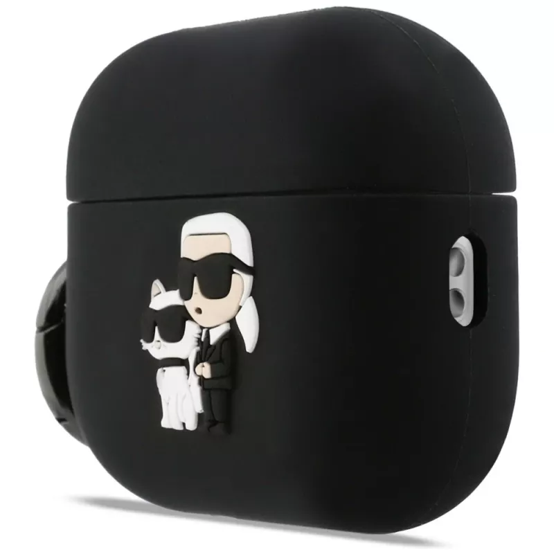 Karl Lagerfeld Silicone Karl & Choupette Head 3D dėklas, skirtas AirPods Pro (juodas)