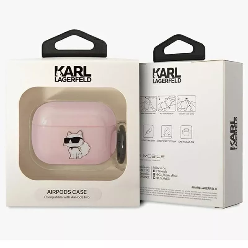 Karl Lagerfeld KLAPHNCHTCP AirPods Pro dėklas Pink Ikonik Choupette