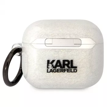 Karl Lagerfeld KLA3HNKCTGT AirPods 3 dėklas permatomas su blizgučiais Karl & Choupette