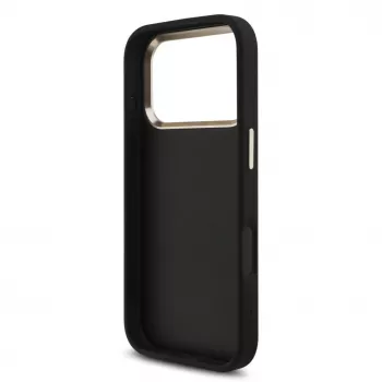 GUESS 4G Big Logo Classic kietas dėklas, skirtas iPhone 17 Pro / 18 Pro – juodas ir auksinis