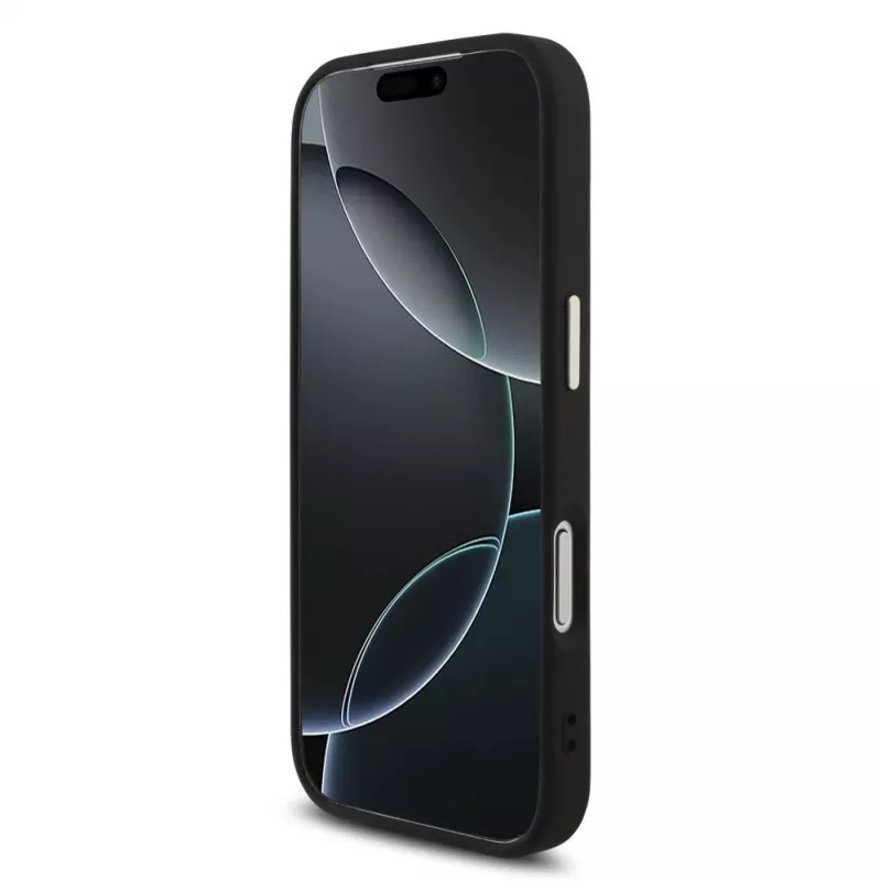 GUESS 4G Big Logo Classic kietas dėklas, skirtas iPhone 17 Pro / 18 Pro – juodas ir auksinis