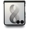 Guess Magnetic Ring Stand Grained Classic Logo MagSafe dėklas, skirtas Samsung Galaxy Z Flip 8, smėlio spalvos
