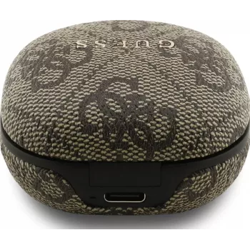 Guess 4G Classic Metal Logo belaidės ausinės su ENC ir įkrovimo dėklu (ruda)