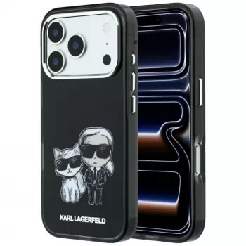 Karl Lagerfeld Smooth Karl & Choupette Bodies Sketch MagSafe dėklas, skirtas iPhone 18 Pro / 17 Pro - juodas