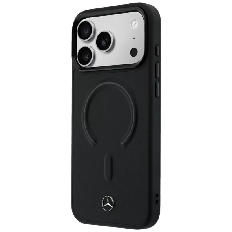 Mercedes Leather 3D MagSafe dėklas, skirtas iPhone 18 Pro Max / 17 Pro Max - juodas