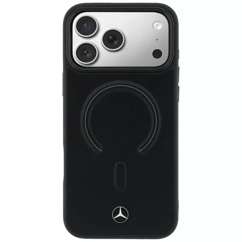 Mercedes Leather 3D MagSafe dėklas, skirtas iPhone 18 Pro Max / 17 Pro Max - juodas