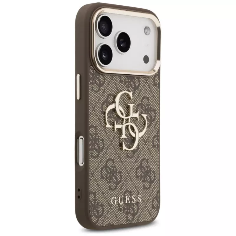 GUESS 4G Big Classic Logo dėklas, skirtas iPhone 17 Pro / 18 Pro - rudas ir auksinis
