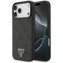 GUESS Leather 4G Triangle Strass MagSafe dėklas, skirtas iPhone 18 Pro Max / 17 Pro Max - juodas