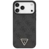 GUESS Leather 4G Triangle Strass MagSafe dėklas, skirtas iPhone 18 Pro Max / 17 Pro Max - juodas