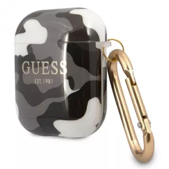 Guess GUA2UCAMG AirPods 1/2 dėklas juodo kamufliažo kolekcija