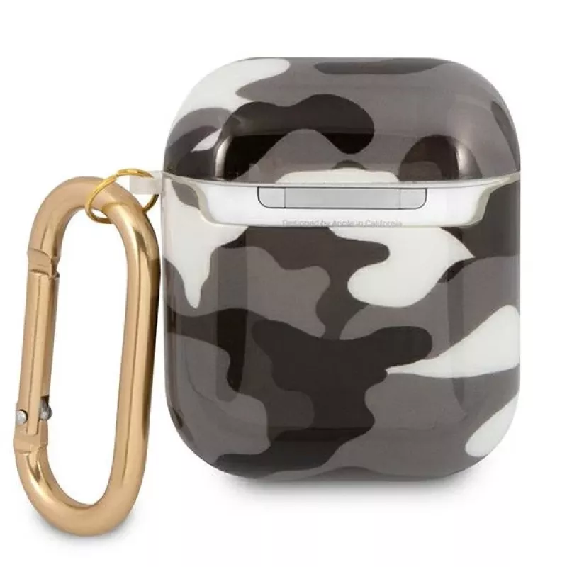 Guess GUA2UCAMG AirPods 1/2 dėklas juodo kamufliažo kolekcija