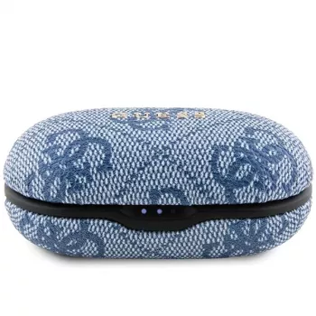 GUESS GUTWSP4EGB tikrai belaidės Bluetooth ausinės su įkrovimo doku, ENC, mėlynos metalinės spalvos