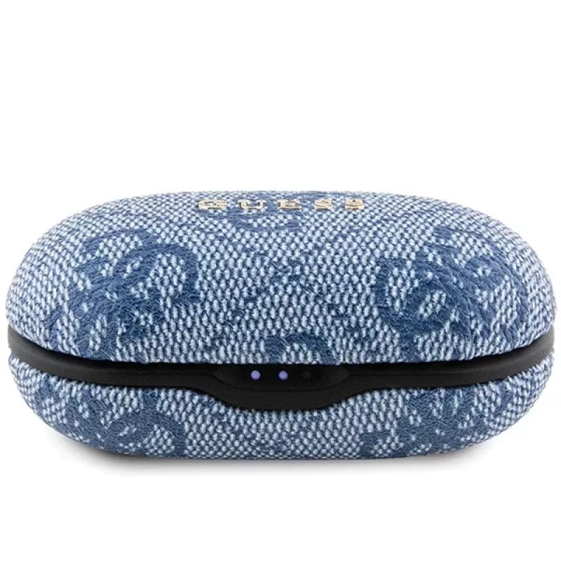 GUESS GUTWSP4EGB tikrai belaidės Bluetooth ausinės su įkrovimo doku, ENC, mėlynos metalinės spalvos