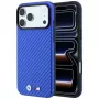 BMW M Carbon Metal Logo MagSafe dėklas, skirtas iPhone 18 Pro Max / 17 Pro Max – mėlynas