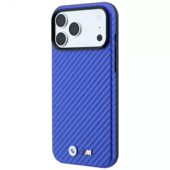 BMW M Carbon Metal Logo MagSafe dėklas, skirtas iPhone 18 Pro Max / 17 Pro Max – mėlynas