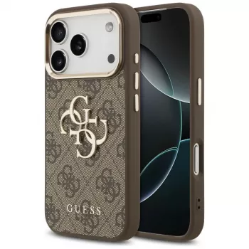 GUESS 4G Big Logo Classic telefono dėklas, skirtas iPhone 17 Pro Max / 18 Pro Max - rudas ir auksinis