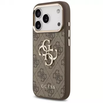 GUESS 4G Big Logo Classic telefono dėklas, skirtas iPhone 17 Pro Max / 18 Pro Max - rudas ir auksinis