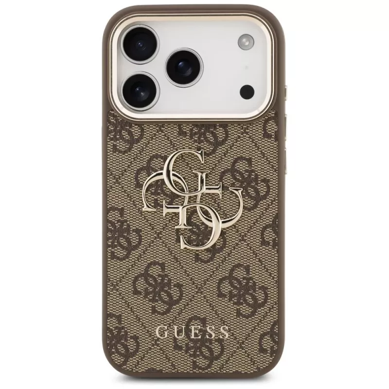 GUESS 4G Big Logo Classic telefono dėklas, skirtas iPhone 17 Pro Max / 18 Pro Max - rudas ir auksinis
